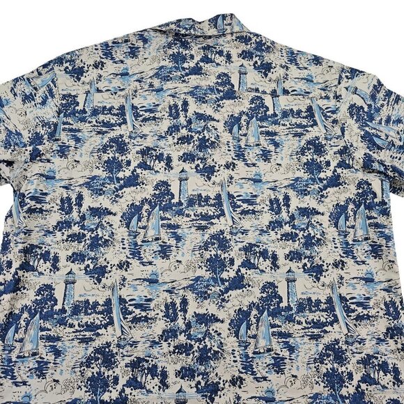 Columbia Men’s Sailboat Lighthouse Print Button Up Short Sleeve Shirt Sz Medium - Picture 15 of 15